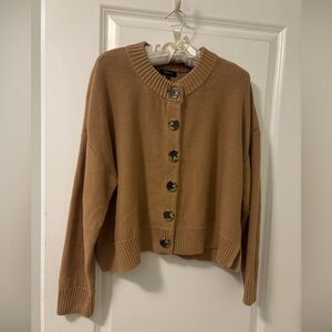 Quince Tan Women's Cropped Cardigan Sweater